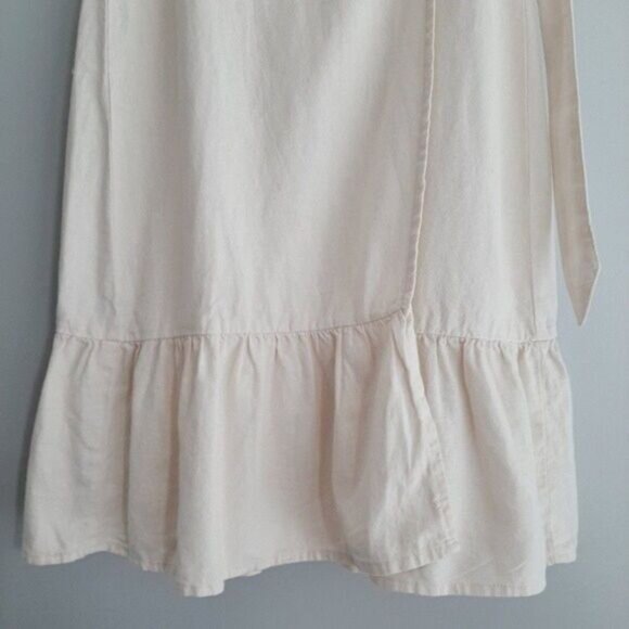 FOREVER 21 Linen Blend Tie Wrap Midi Skirt Ruffle Hem Sz M - Picture 5 of 11